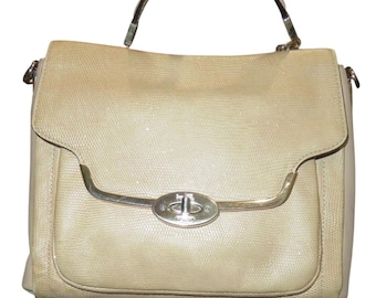 Coach Madison Glitter Lizard Sadie Flap Leather Crossbody Satchel in Champagne