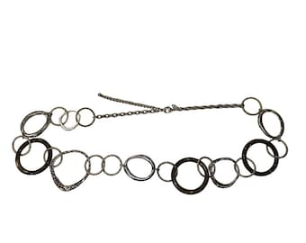 Beaded Belt Glass Acrylic Wood Chain Link Adjustable Silver  display picture 3