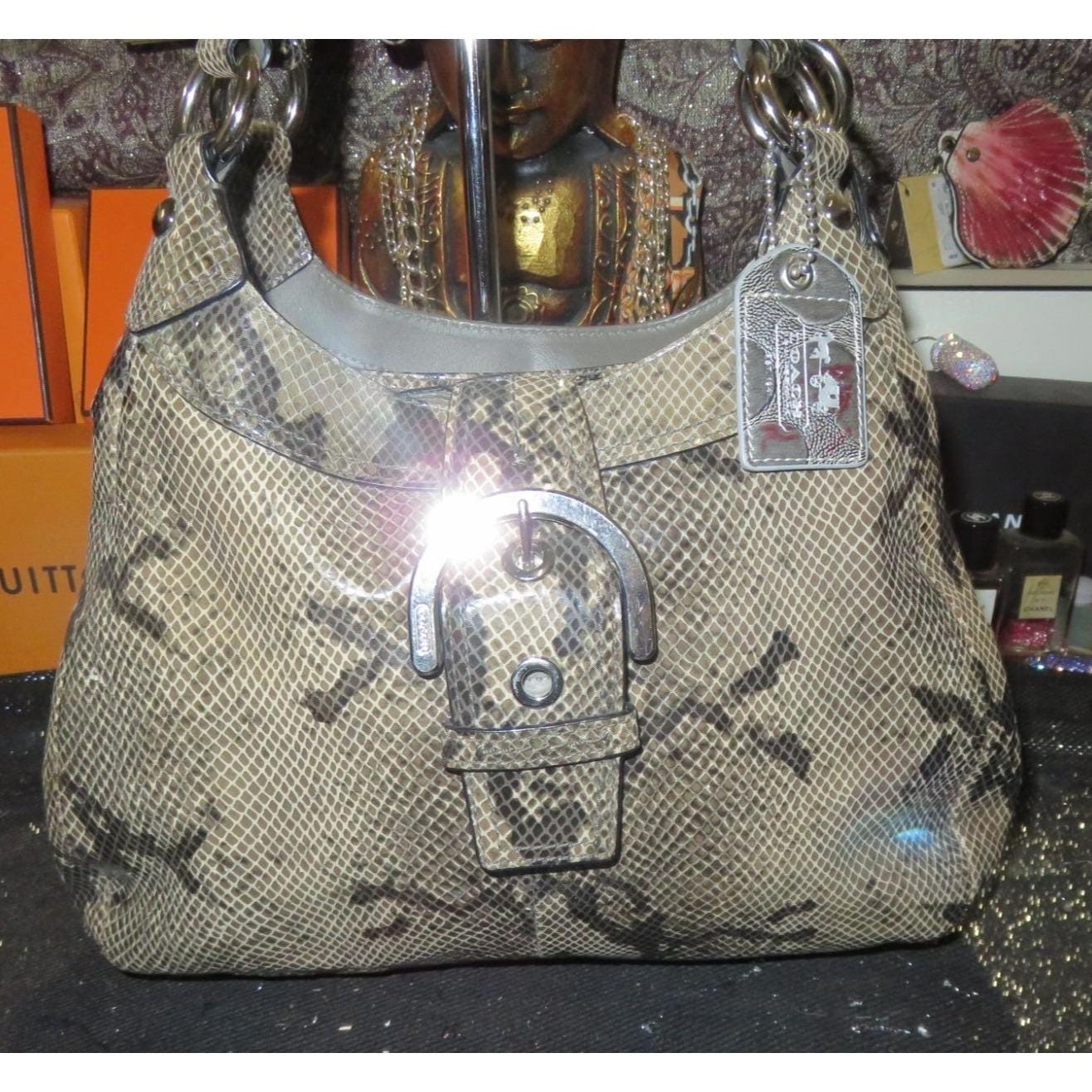 ハンドバッグ HANDBAG Coach Black Leather Mini Shopper Top Handle Purse NO. H6D