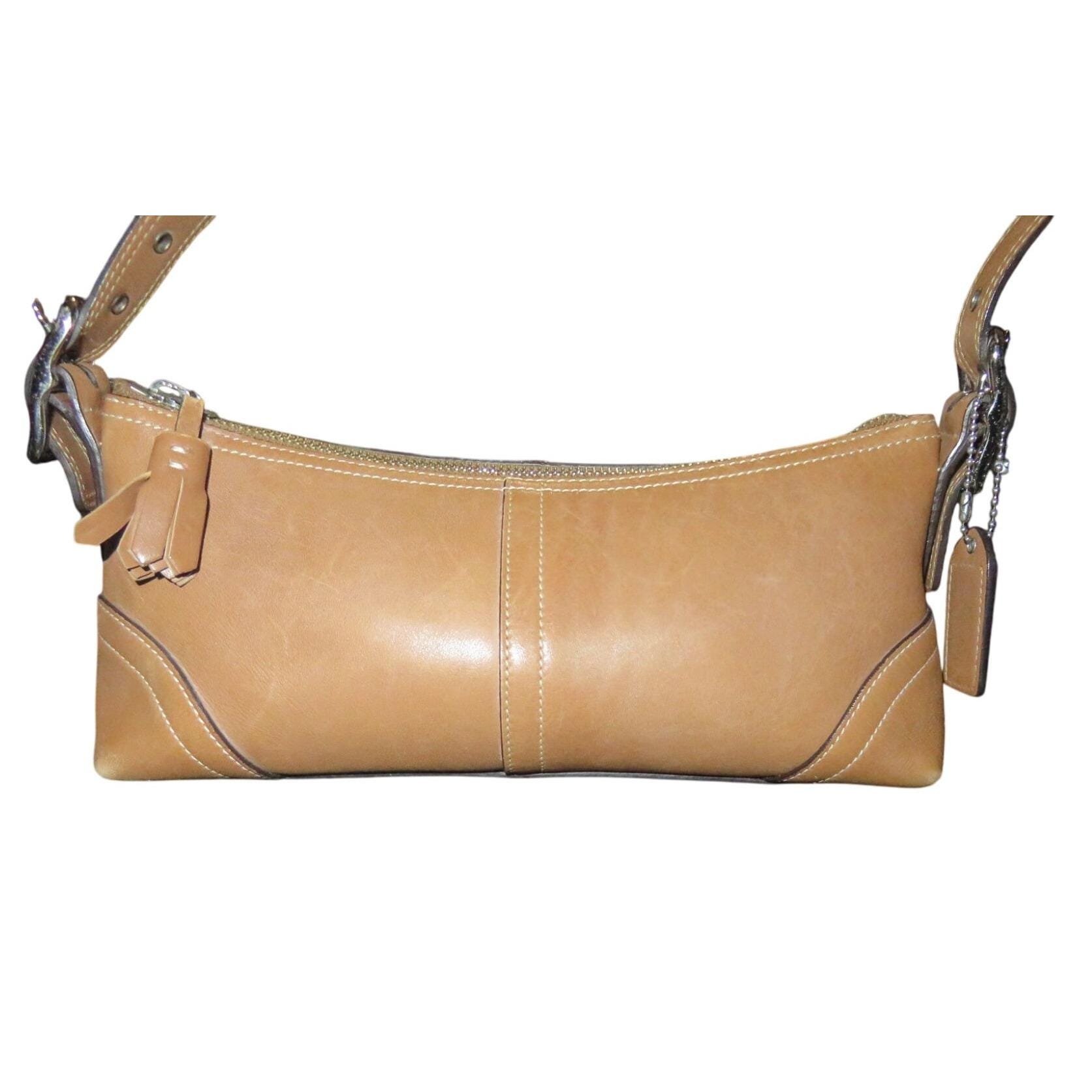 Coach 2005 Tan Leather Mini Baguette Hobo Satchel Bag 8A64 Coach 2005 Tan Leather Mini Baguette Hobo Satchel Bag 8A64