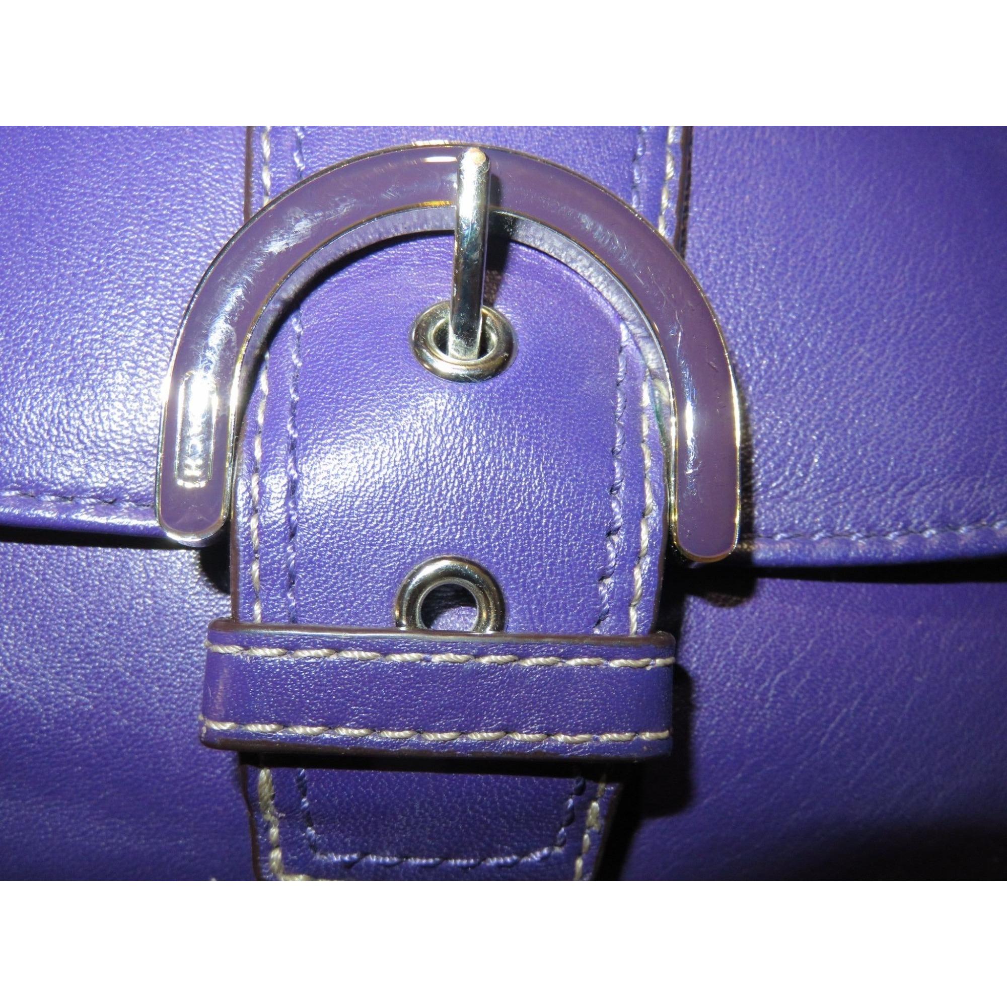 Coach Soho Purple Leather Buckle Flap Crossbody Handbag - Etsy