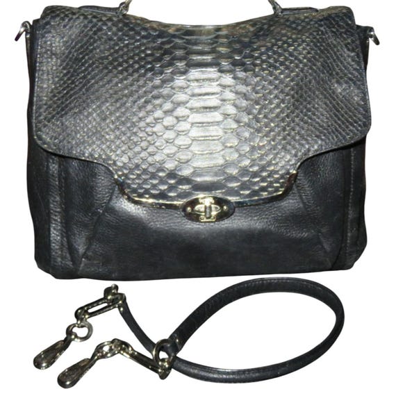 Coach Madison glitter python Sadie Flap Leather C… - image 1