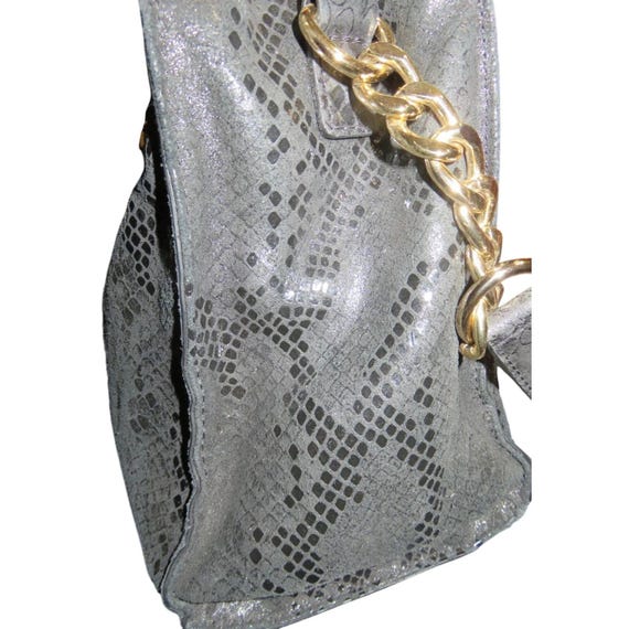 Michael Kors Hamilton Black Python Embossed Leath… - image 5