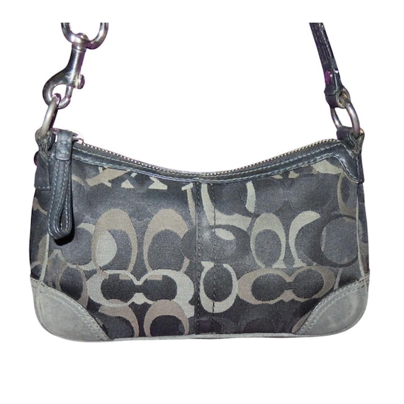 COACH 2005 Chelsea Black and Gray Signature Canvas & Suede Demi