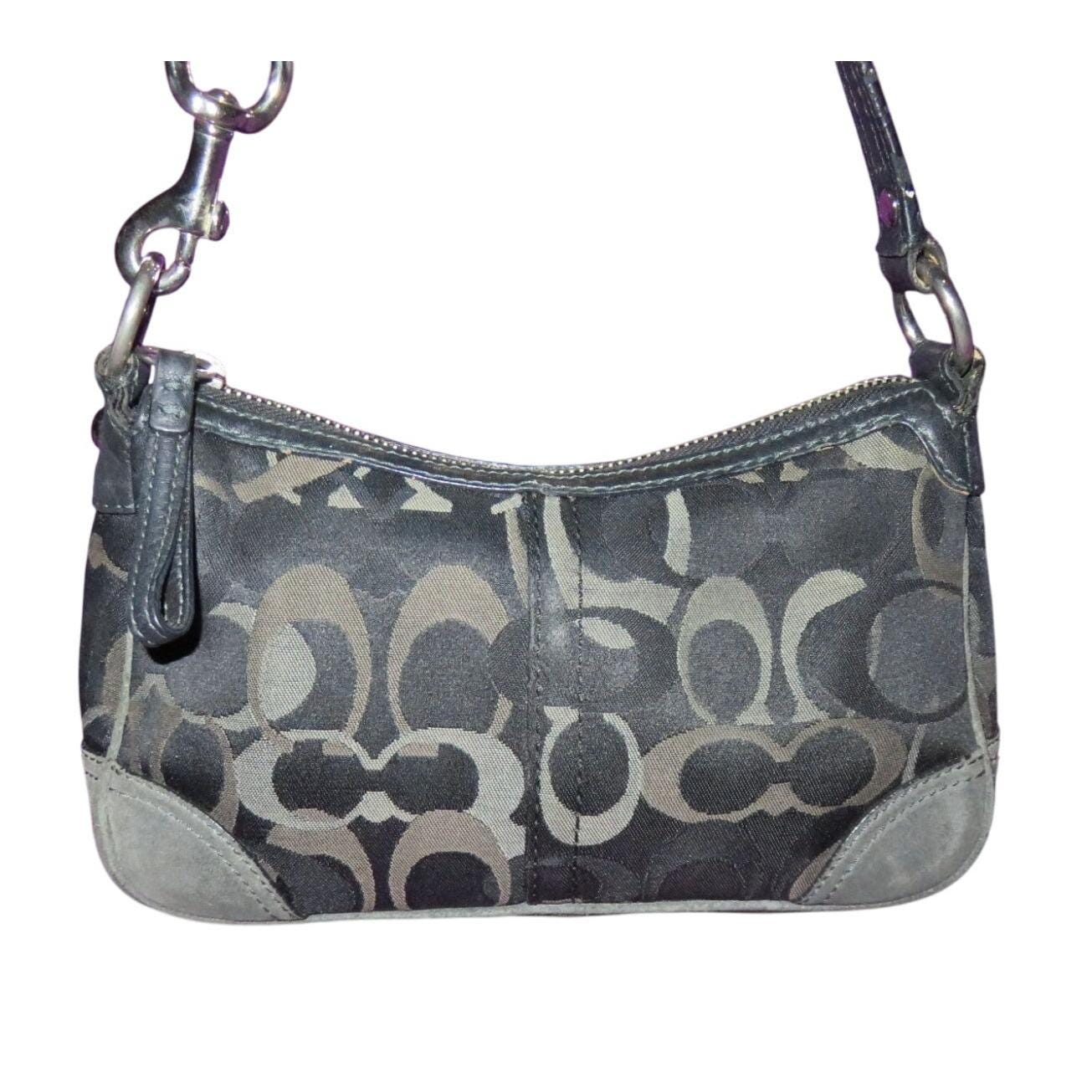 COACH 2005 Chelsea Black and Gray Signature Canvas & Suede Demi