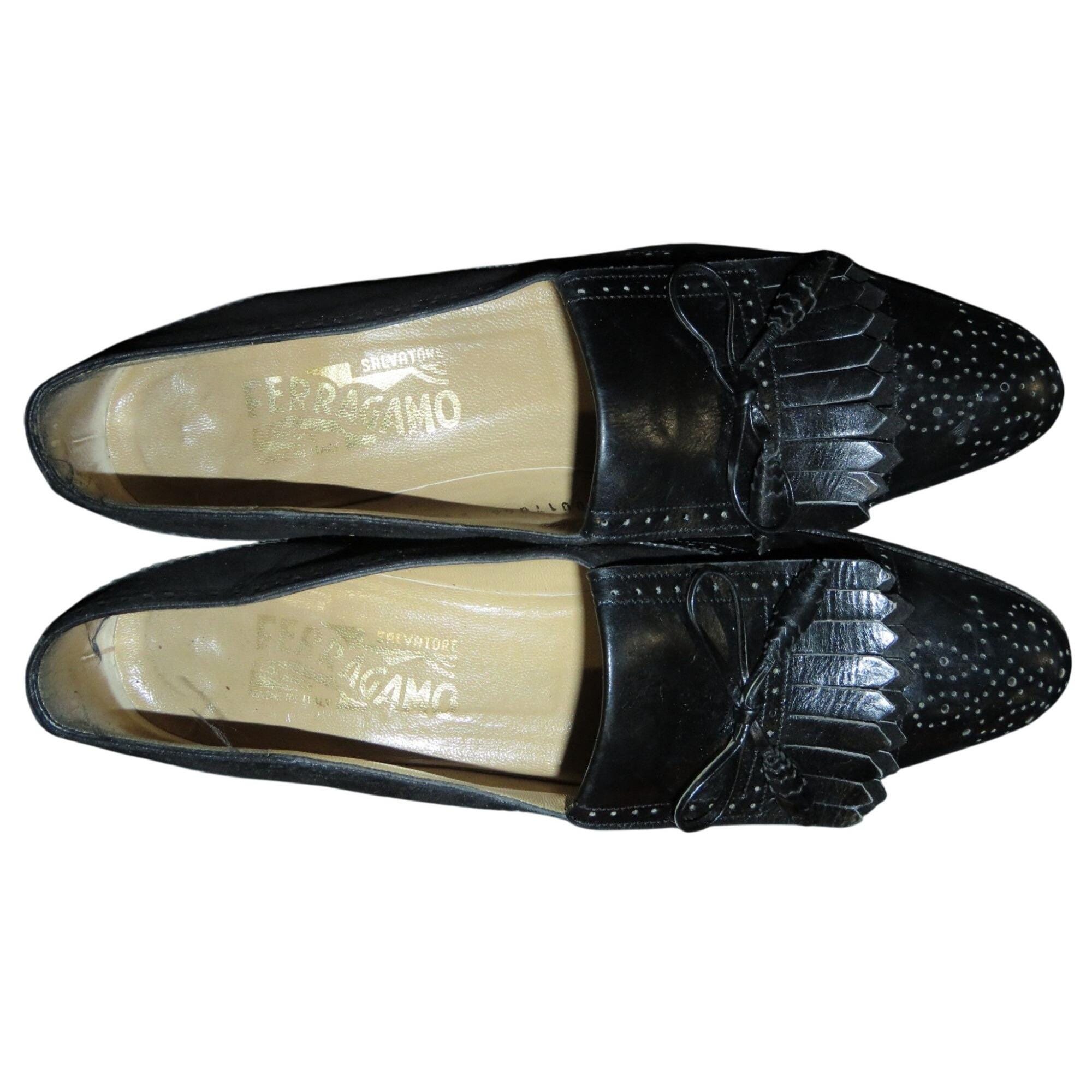 Salvatore Ferragamo Kiltie Black Italian Mixed Leather  display picture 1