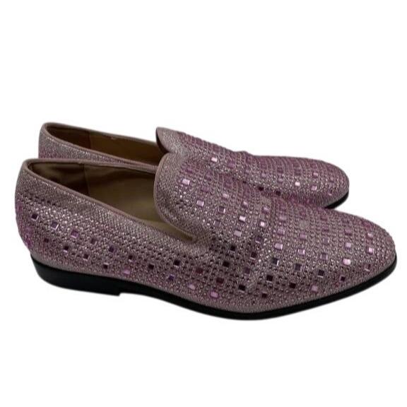slim fit dress slacks Mens Purple Sequin Dress Shoes Slip on – Luxury Slip On Formal Loafers  Wedding Prom Party Designer Footwear main image 1