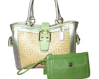 Coach 2005 Limited Edition Green Signature C Optic Ladybug Adorned