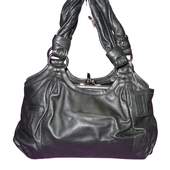 Coach Ergo Parker Black Soft Leather Kisslock Hobo Carry All