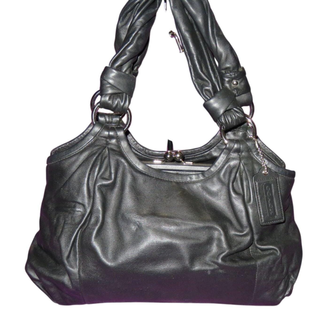 Coach Ergo Parker Black Soft Leather Kisslock Hobo Carry All