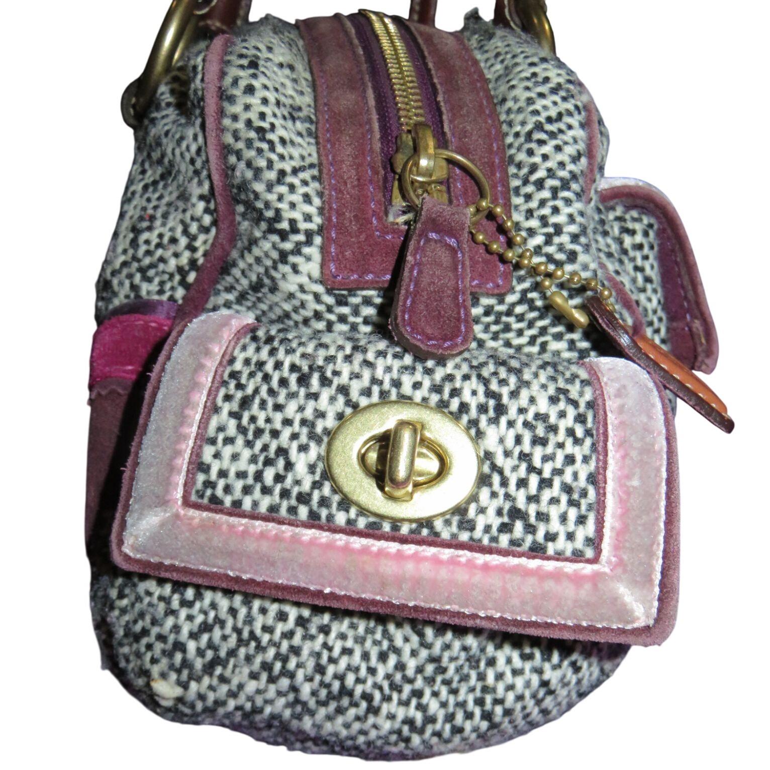 Coach 2005 Vintage Soho Tweed, Suede & Leather Mini Boston Bag