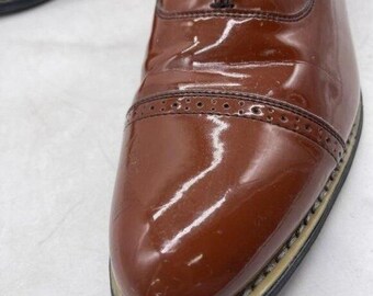 Stacy Adams Brown Patent Italian Leather Loafers Dress Shoes size 10.5 Stacy Adams Hazleton Apron Toe Lugged Penny Loafer (Men  main image 3