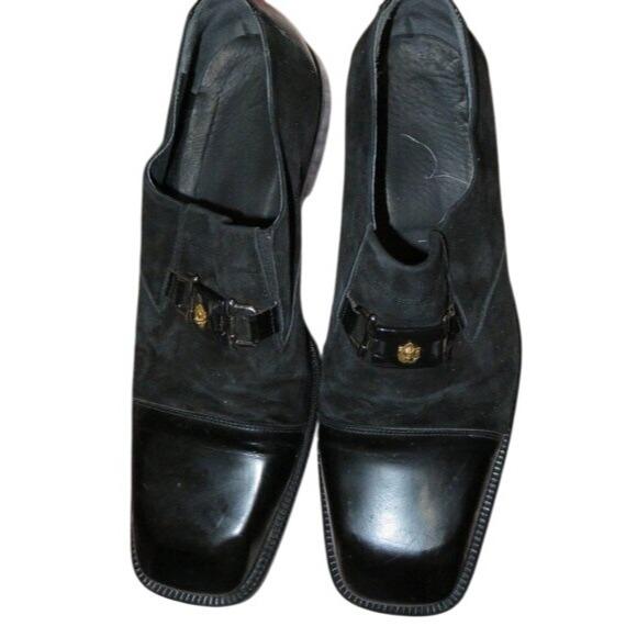 Versace Medusa Head Black Italian Leather & Suede Derby  display picture 2