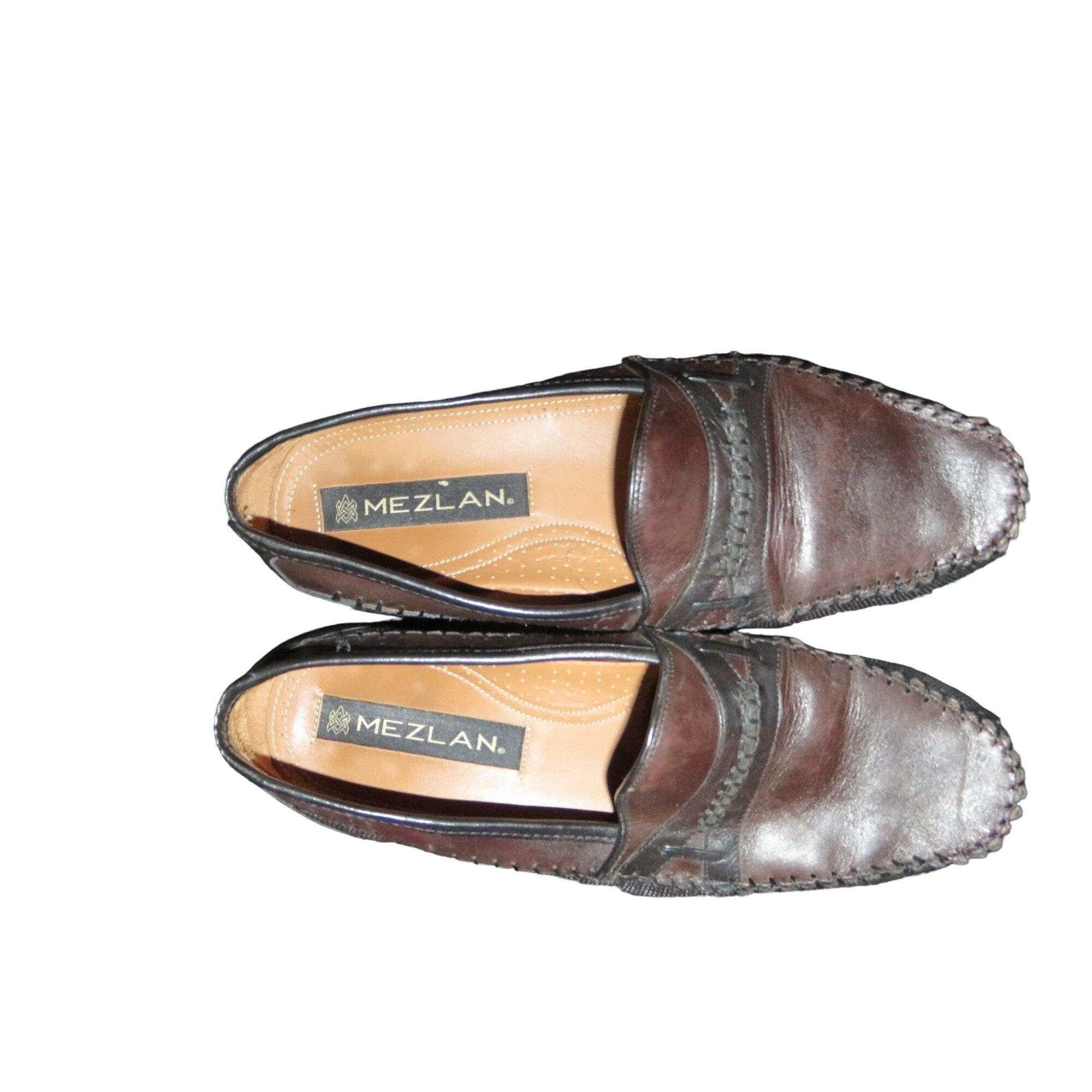 Mezlan Vintage Brown & Black Color Block Italian Leather  display picture 2