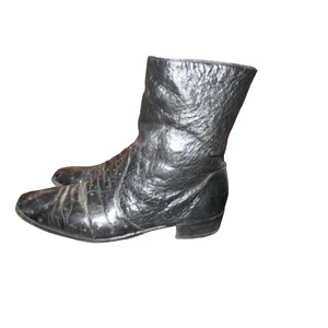 BALLY ITALY Genuine Ostrich Skin Boots in Black size 8 Vintage full zip Bally | Shoes | Bally Italy Genuine Ostrich Skin Boots In  main image 4