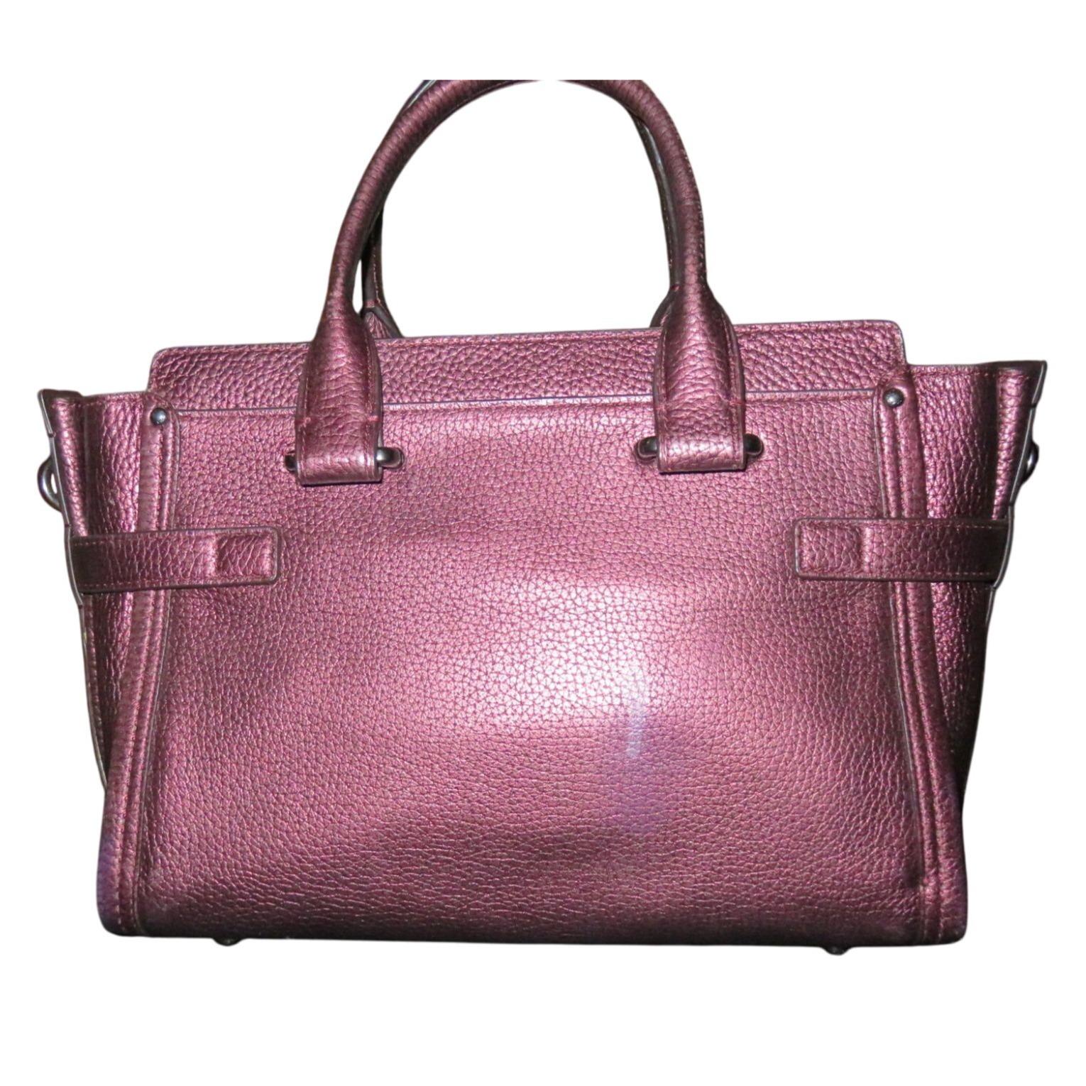 Coach Swagger 27 Cherry Metallic Pebble Leather Double Handle