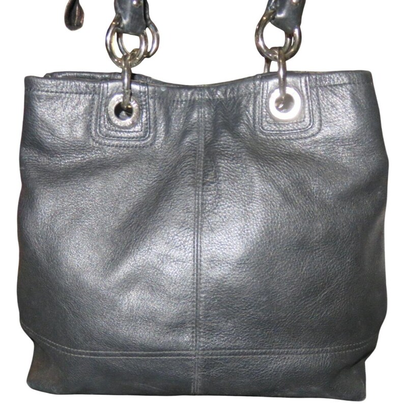 COACH Hampton 15694 zwarte leren handtas met klep en klep met klep en sluiting afbeelding 3