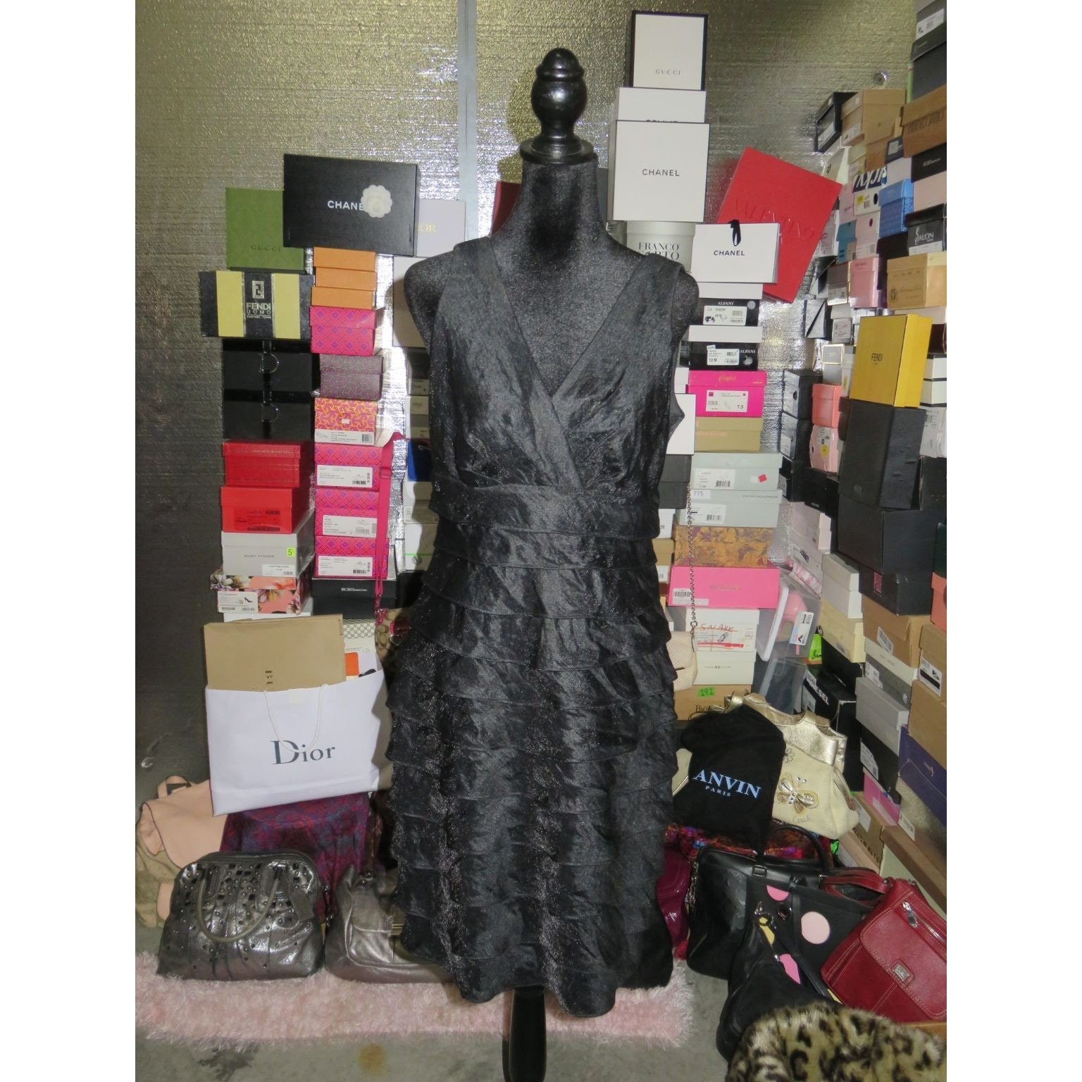Robe Noire London Times - Taille 12 Petite - Occasion En Très Bon état - Style Chic