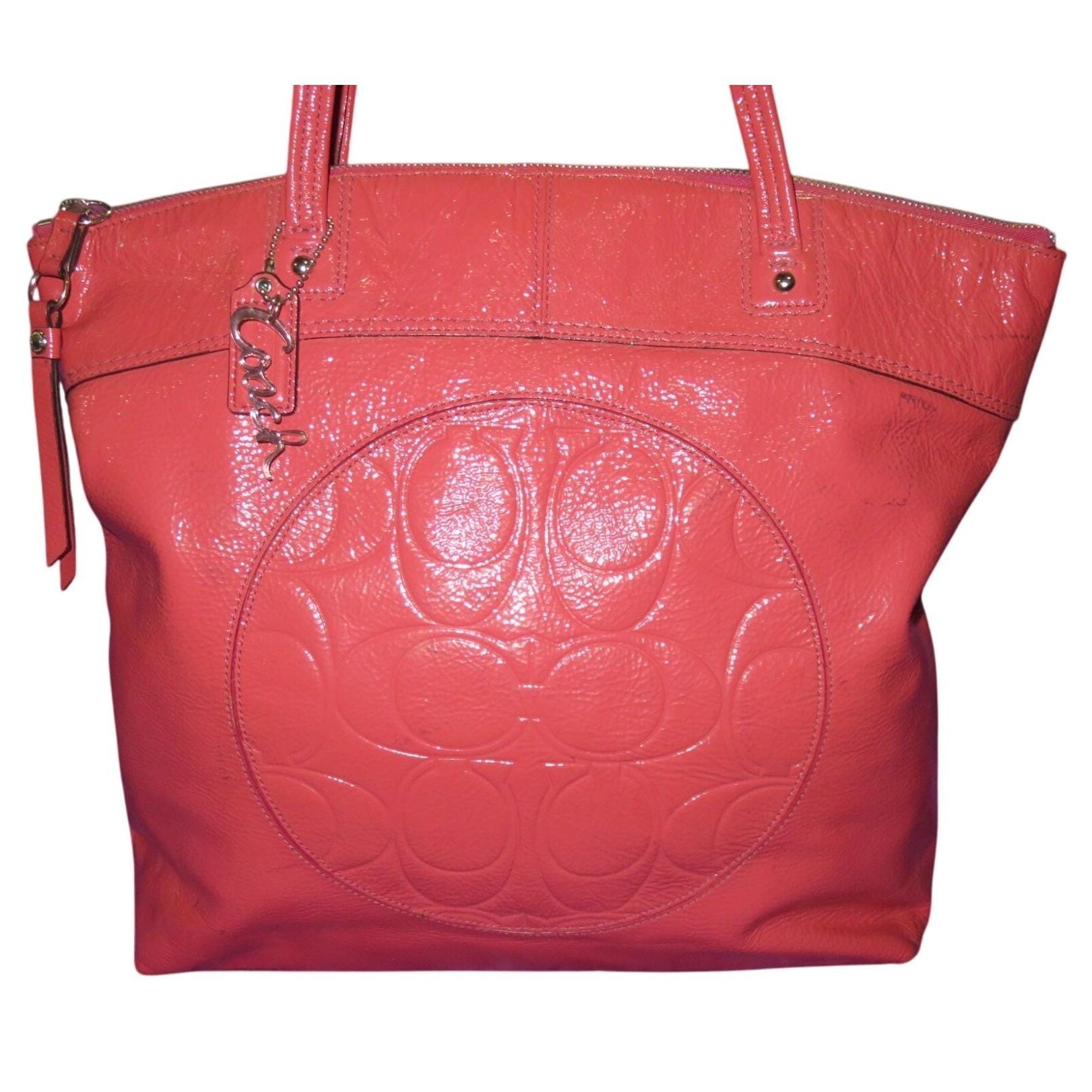 Coach 2011 Laura Coral Pink Patent Leather Double Handle Tote 