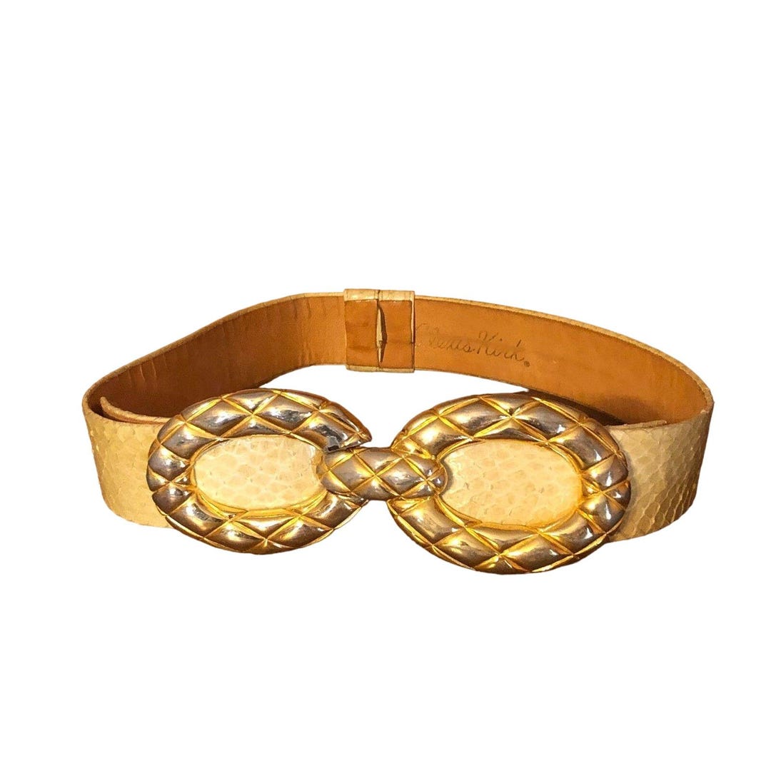 Alexis Kirk Vintage White Italian Snakeskin Leather Gold  display picture 3