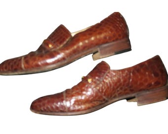 MORESCHI of Italy Genuine Croc Embossed Leather Oxford Loafers Dress Shoes sz 8 MORESCHI of Italy Genuine Croc Embossed Leather Oxford  main image 4