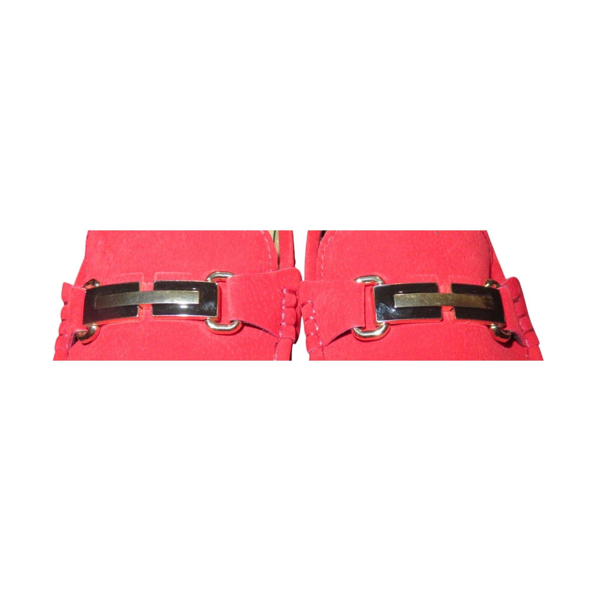 Royal Red Suede Leather Driving Loafers Moccasins Size 46 or  display picture 1