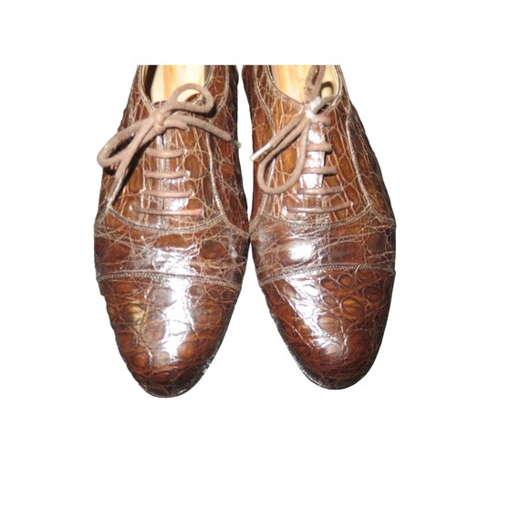 Bally\'s Exotic Italian Embossed Leather Brown Oxford Lace Up Dress Shoes sz 9 Bally main image 2