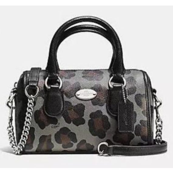 Coach Ocelot Mini Bennett Grey Multi Leather Satchel Crossbody 