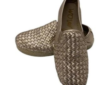 Sapatos de couro Sam Edelman Catherine em tom metálico rosé com detalhes brilhantes