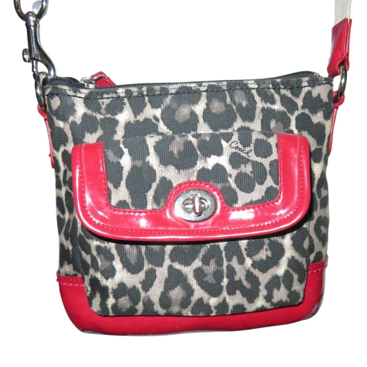 Coach Park Ocelot Animal Print Red Patent Leather Crossbody  Authentic Coach Red Leather Ocelot Tote w/ Wallet main image 0