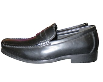 Collexion Italy Schwarze Slipper aus italienischem Leder, Größe 40 oder US 9