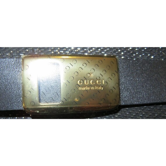 Gucci Black Leather Gold Buckle Logo Plaque Belt Sz 38 95/38  display picture 3