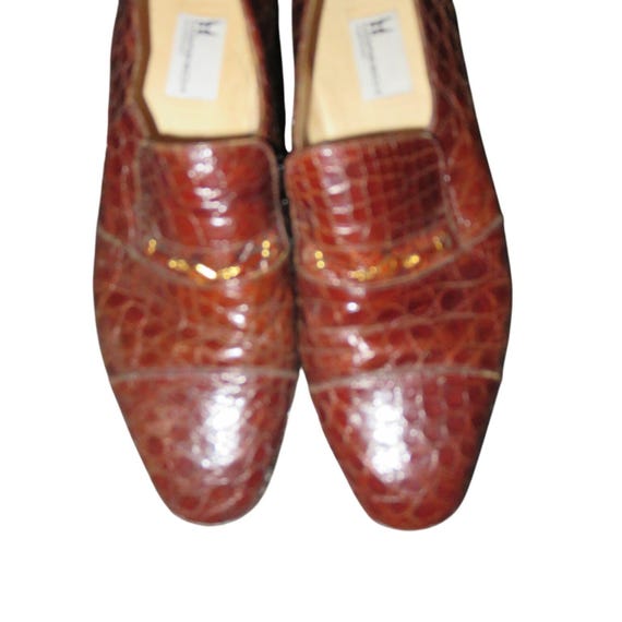 MORESCHI of Italy Genuine Croc Embossed Leather Oxford Loafers Dress Shoes sz 8 MORESCHI of Italy Genuine Croc Embossed Leather Oxford  main image 2