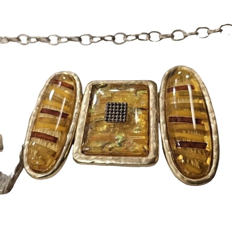 Chico\'s Bohemian Retro Chunky Stone & Resin Chain Belt up to 51 inches Chico main image 2