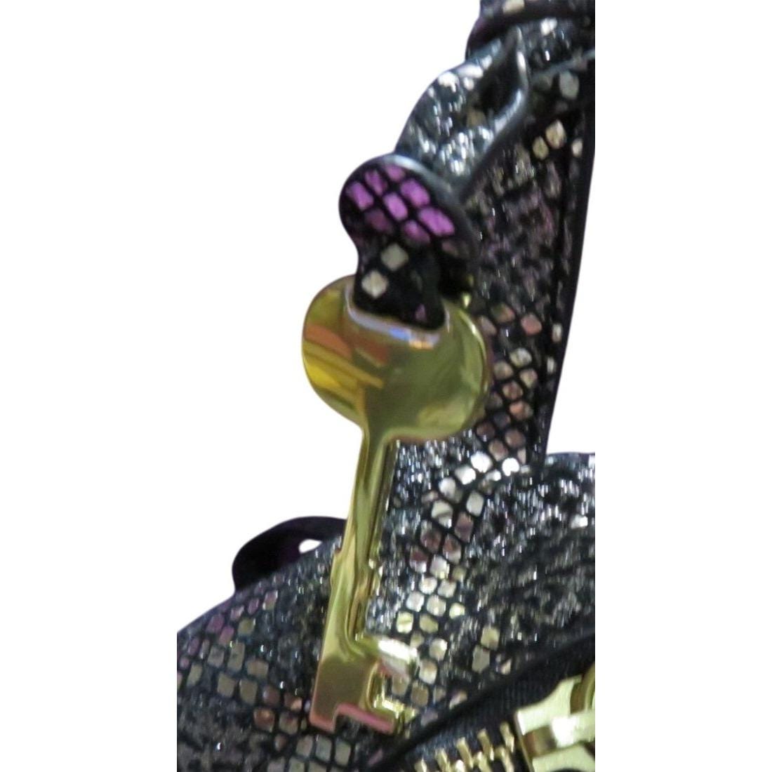 FOSSIL Megan Silver & Black Metallic Python Embossed Leather  display picture 3