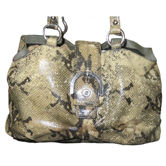 バッグ Coach Signature Soho Python Satchel Bag Coach Soho Embossed Exotic Leather Satchel Buckle Strap Snap