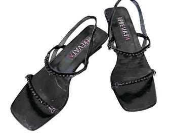 PREVATA Italian Rhinestone Embellished Heeled Mules size 7