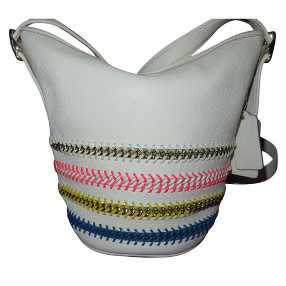 Coach Leather Chain Whiplash Whipstitch Crossbody Mini Duffle Bag