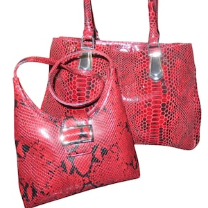 Conjunto de bolso tote y bolso pequeño DANIER de piel italiana con relieve de pitón