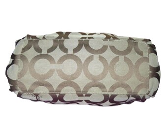 Coach Parker Kisslock Brown Canvas & Leather Classic Hobo Handbag
