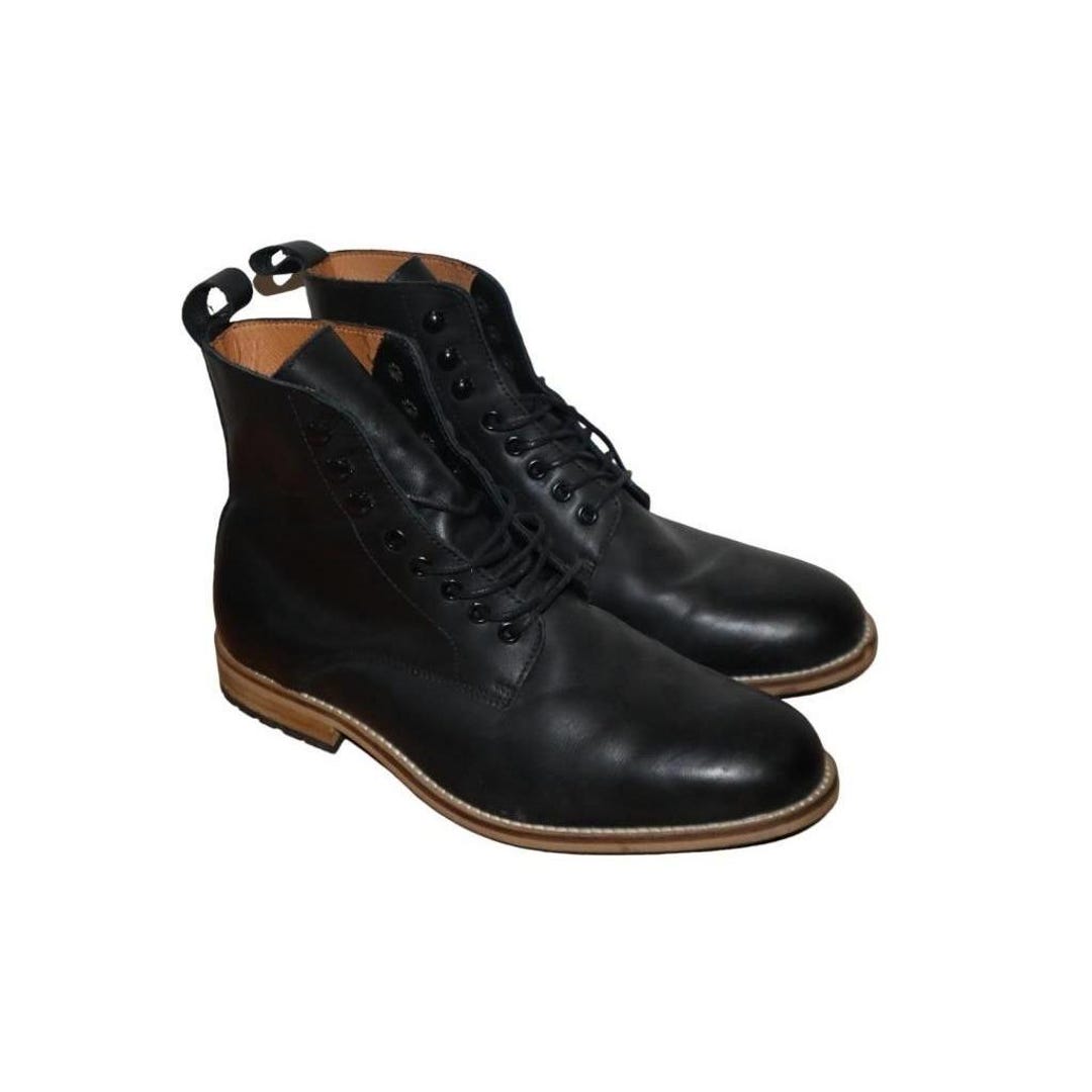 Frank & Oak Italian Leather Lace-up Ankle Boots in Black Size 42 11.5 ...