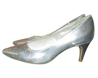 Aerosoles Exquisite Metallic Silver Distressed Leather Comfort Bed antifatigue