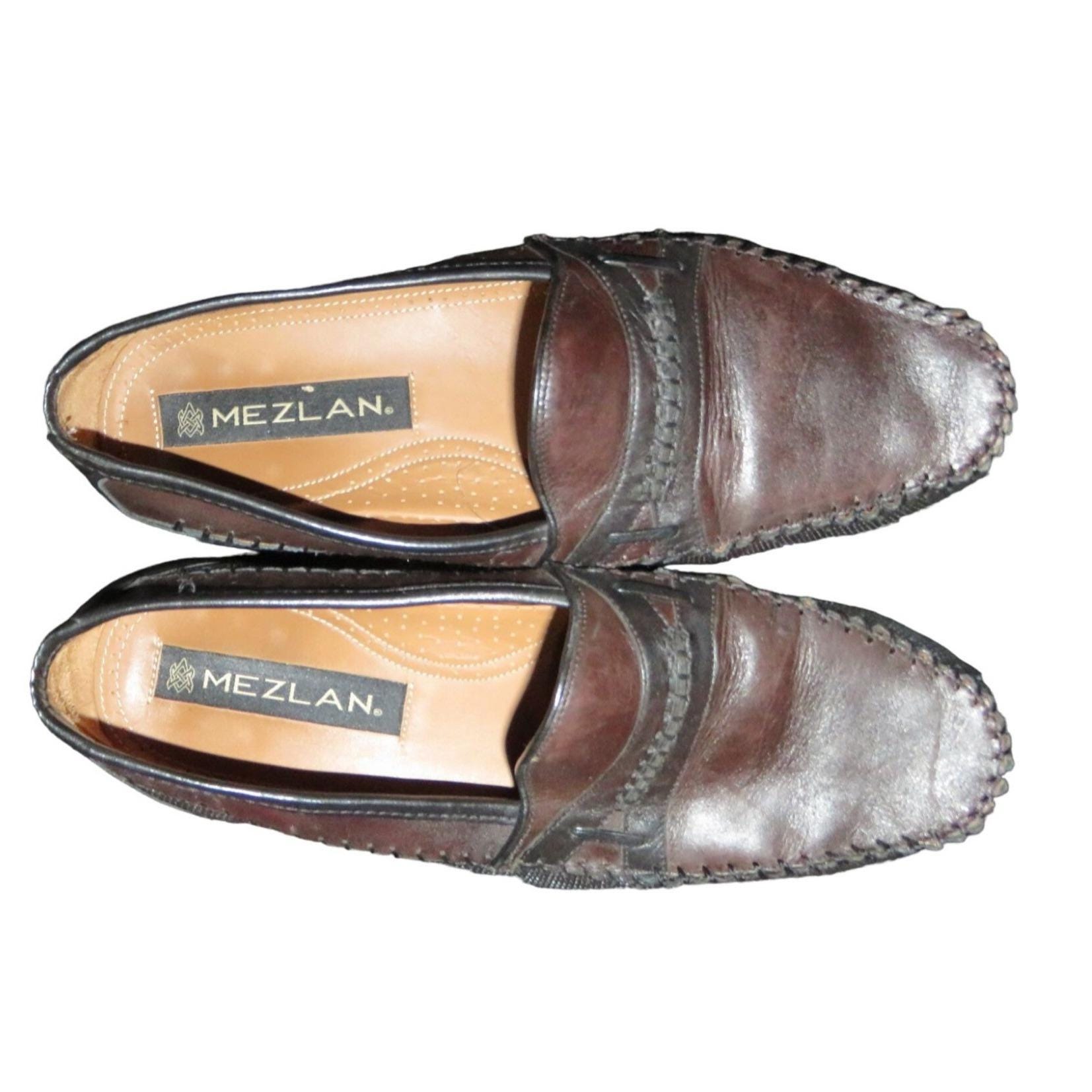 Mezlan Vintage Brown & Black Color Block Italian Leather 