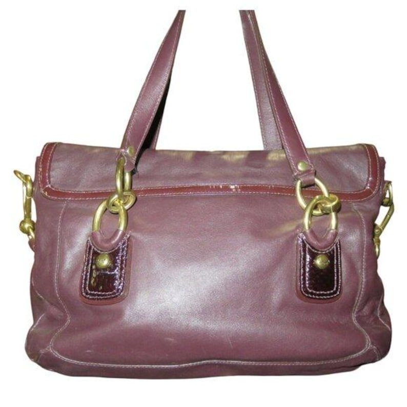 Sac violet Coach Kristin Spectator autruche en cuir mélangé gaufré à rabat image 2