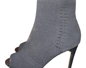 Express Black Knit Sock Mesh Open Toe Ankle Boots Booties size 8