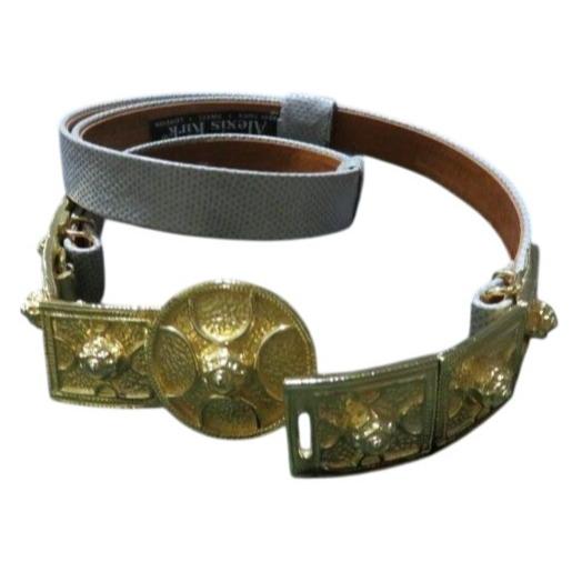 Alexis Kirk Vintage snakeskin Blue Gray Snakeskin leather embellished belt Alexis Kirk Snakeskin Belt Black 33 main image 4
