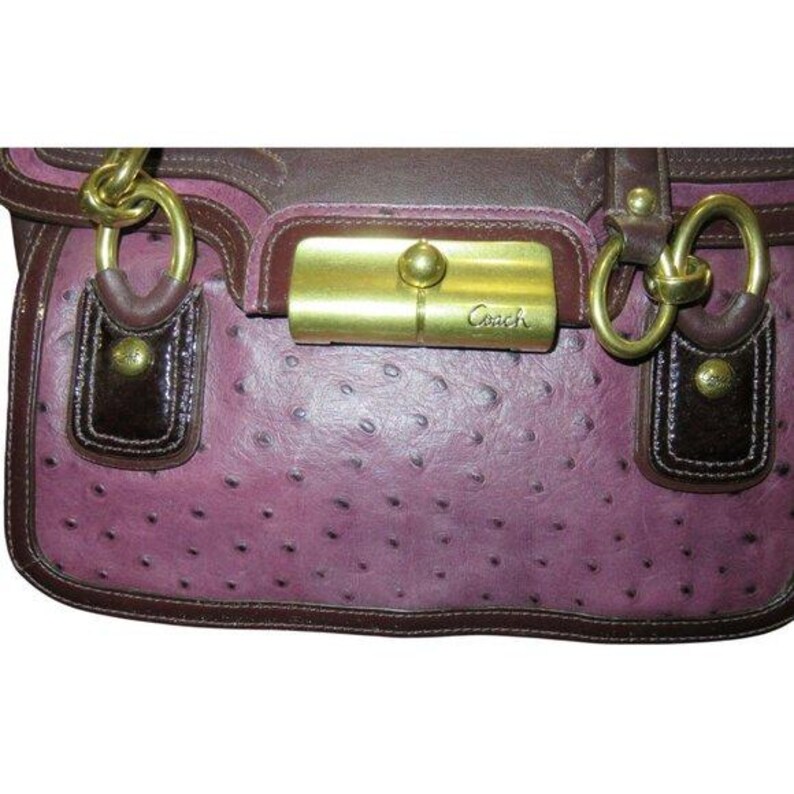 Sac violet Coach Kristin Spectator autruche en cuir mélangé gaufré à rabat image 5