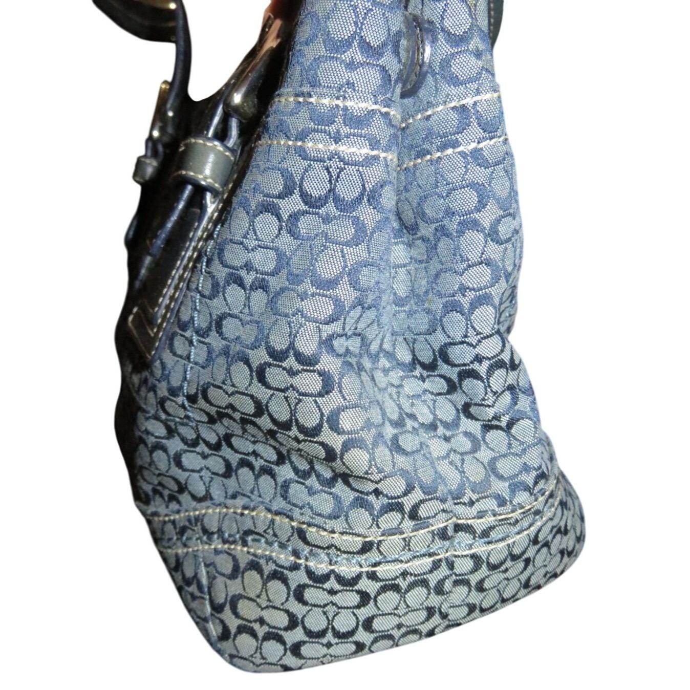 Coach Soho Blue & Grey Denim Canvas Signature C Jacquard Satchel