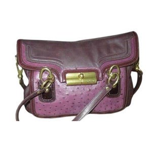 Sac violet Coach Kristin Spectator autruche en cuir mélangé gaufré à rabat image 10