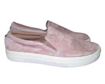 Steve Madden Gills Mauve Pink Suede Leather Slip On Sneakers size 10